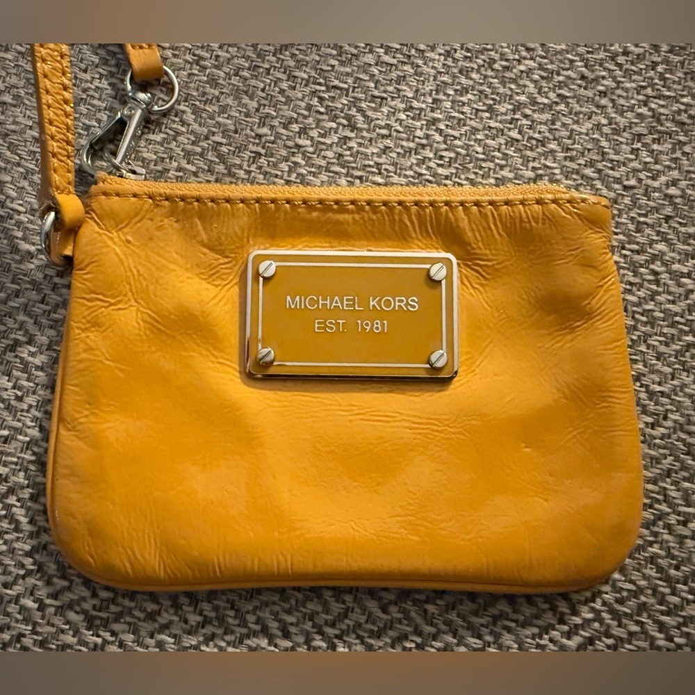 Michael Kors Mustard Leather Wristlet